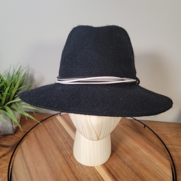 Pretty Persuasions Black wool blend Wide Brim Fedora Winter Hat Women's OS - Picture 14 of 15
